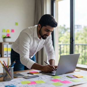 chef entreprise bureau post-it chemise travail