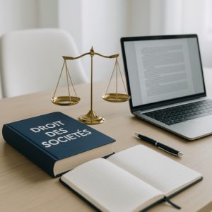 Illustration de formation en droit des sociétés dans un environnement professionnel.